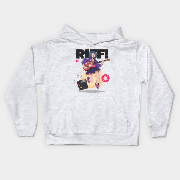 Anime Guitar Riff Girl Kids Hoodie by B Sharp